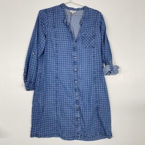 J Jill Denim Dress Womens Large Petite Blue Lyocell Button Front Shirt Tunic
